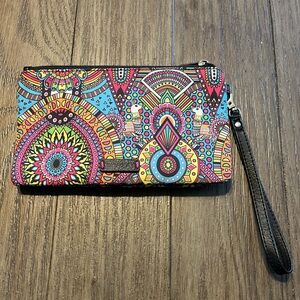Sakroots Colorful Mandala Wristlet - Pink, Blue, Yellow, Green, Black